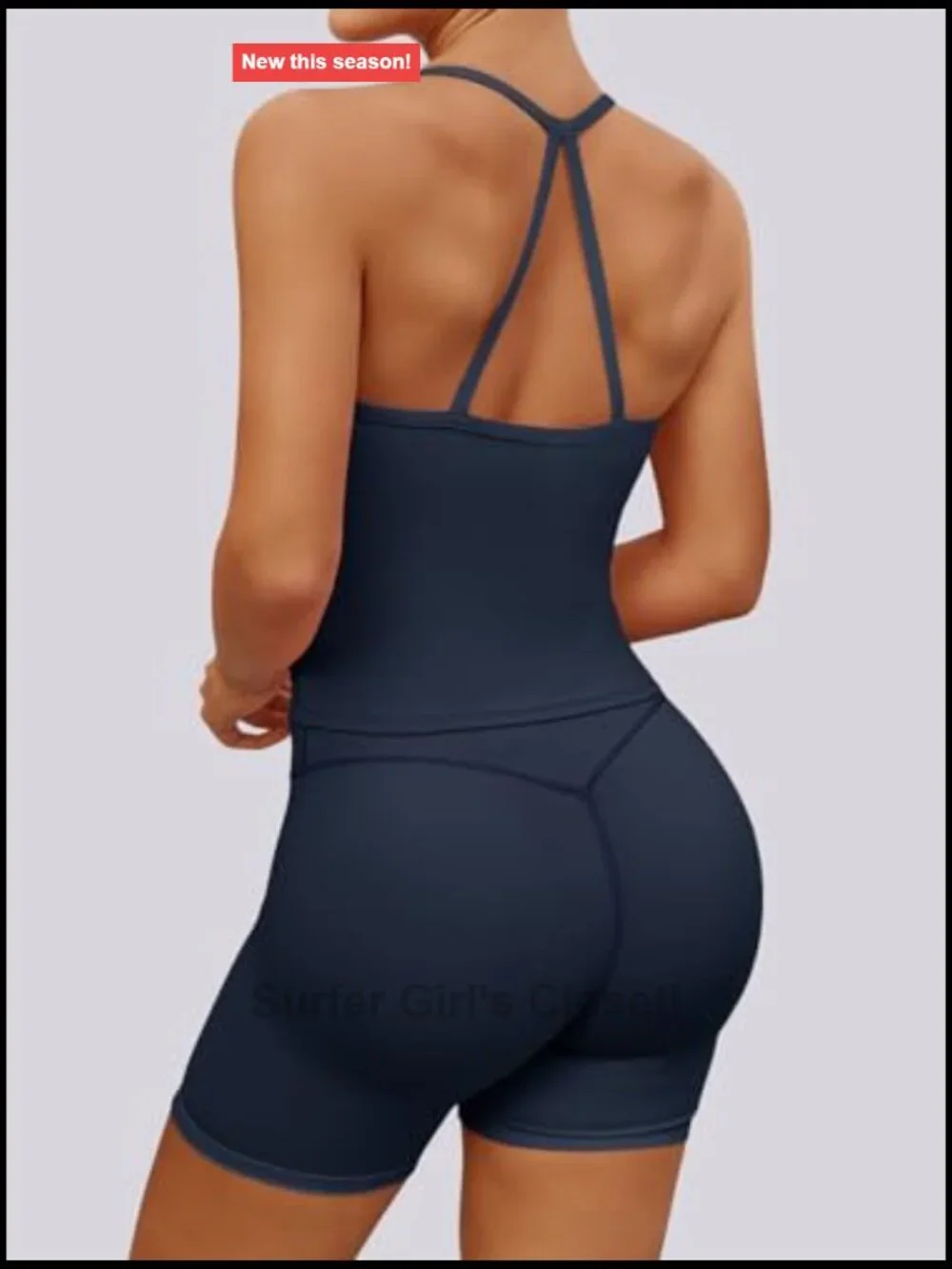 Buttery Soft 2 Piece Workout Set Padded Tank Top and High Waist Biker Shorts